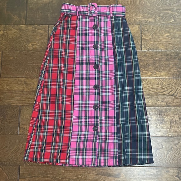 NWT English Factory Multicolor Plaid A-Line Skirt Size Small - Picture 1 of 5